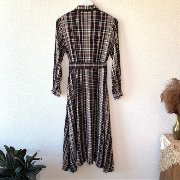 SOLD HATCH Checked Plaid Woven Midi Dress Sz 1 - Picture 7 of 10